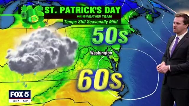 Rainy, cool St. Patrick's Day for the DMV; mid-70s to end the week