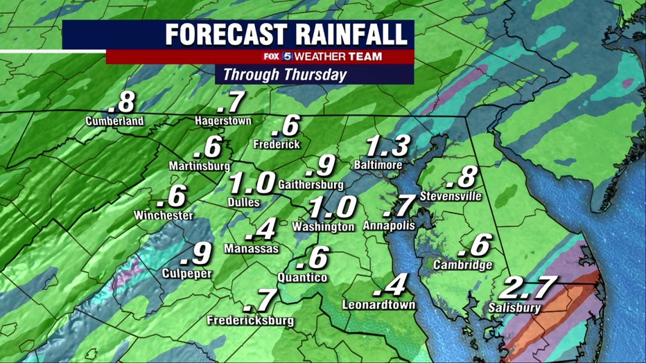 Showers, downpours Wednesday with warm temperatures in the 60s | FOX 5 DC