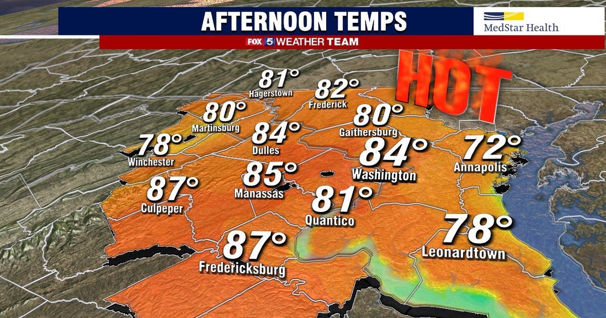 Sizzling temperatures expected in the DC region Sunday; Scattered ...