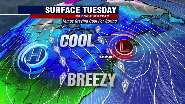 Cool, breezy Tuesday with temperatures in the 50s