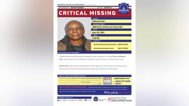 79-year-old missing from Northwest; last seen wearing hospital gown