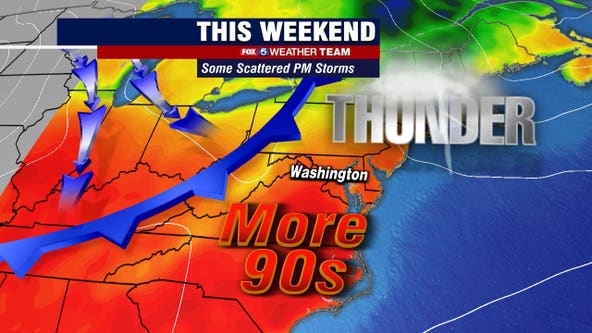 Hot and humid air sticks around DC region Sunday; severe storms possible later in the afternoon