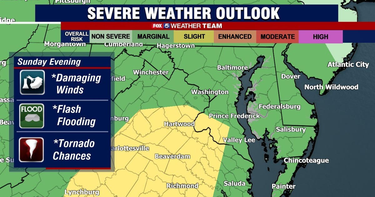 DC region under risk for strong to severe storms Sunday | FOX 5 DC