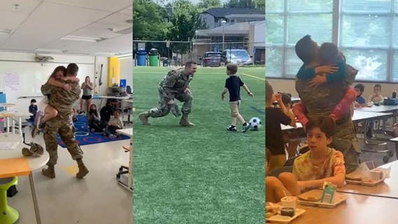 WATCH: Virginia father surprises 3 children at school after year-long deployment