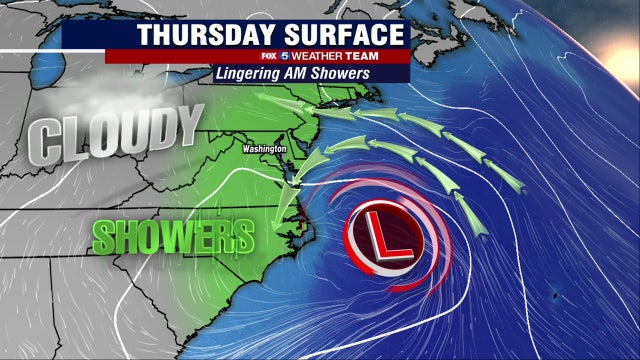 Morning showers and clouds; mild afternoon Thursday with temperatures in the mid-70s