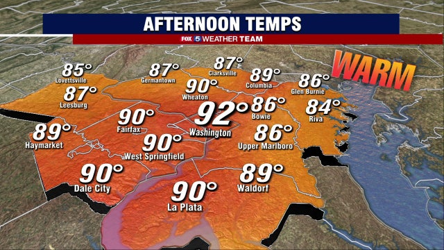 Sunny, hot and humid Thursday with highs in the 90s