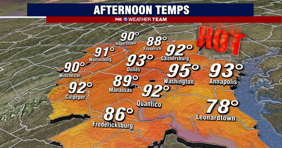 DC Heat Wave: Hot, humid Monday with highs near 95 degrees; strong ...