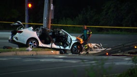 Several teens hurt after vehicle leaves roadway, crashes into utility pole in Laurel