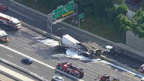 Tractor-trailer fire shuts down I-495 in Fairfax County