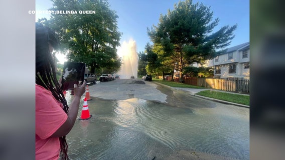 Geysers of water after mains break in Capitol Heights