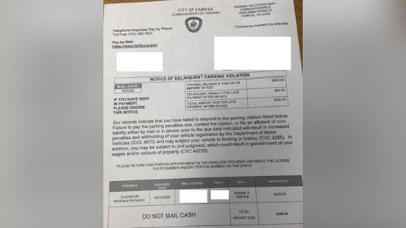 Fake parking tickets found by Fairfax residents, police say