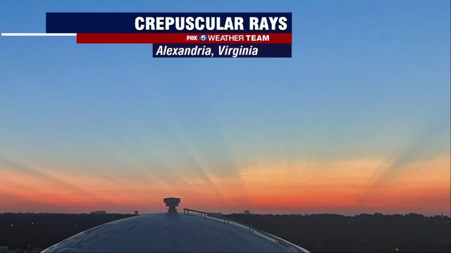 Crepuscular rays over DC formed hundreds of miles away after storms in Ohio