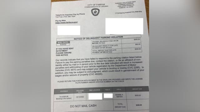 Fake parking tickets found by Fairfax residents, police say