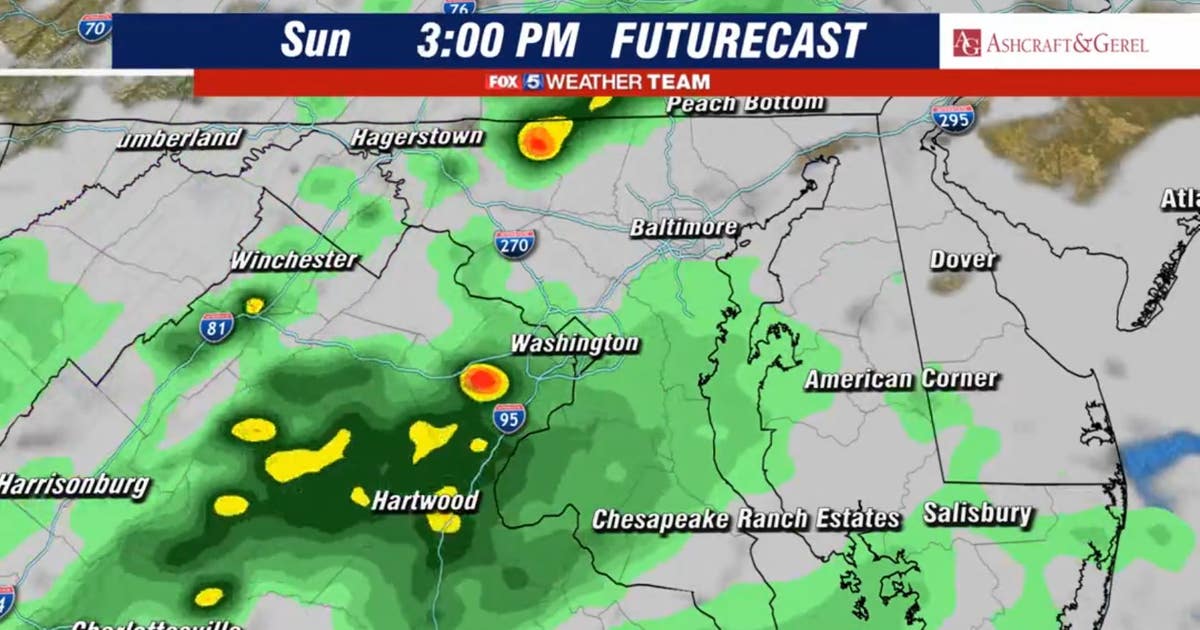 Widespread showers move into DC region Sunday afternoon; More storms ...