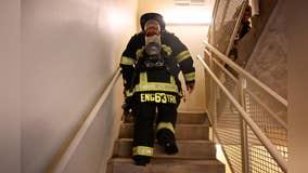 Participants climb 110 stories at National Harbor 9/11 Memorial Stair Climb in honor of fallen firefighters
