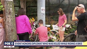 Cyclists, family honor US Diplomat killed In Bethesda with memorial bike ride