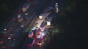 Tractor-trailer carrying sheetrock overturns causes morning delays in Laurel