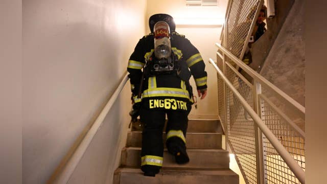 Participants climb 110 stories at National Harbor 9/11 Memorial Stair Climb in honor of fallen firefighters