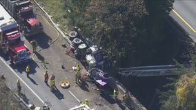 Overturned truck causes delays on I-270 in Frederick
