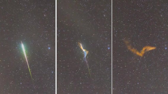 Watch: Fireball explodes in Earth’s atmosphere during meteor shower, producing glow