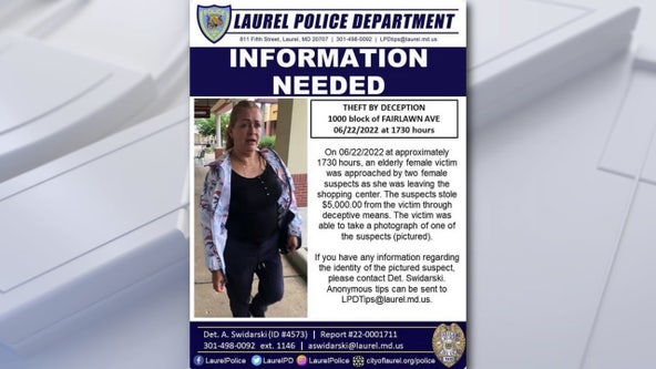 Scammers steals $5K from elderly woman in Laurel: police