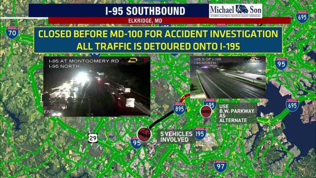 1 dead in early morning crash involving multiple vehicles on I-95 in Elkridge