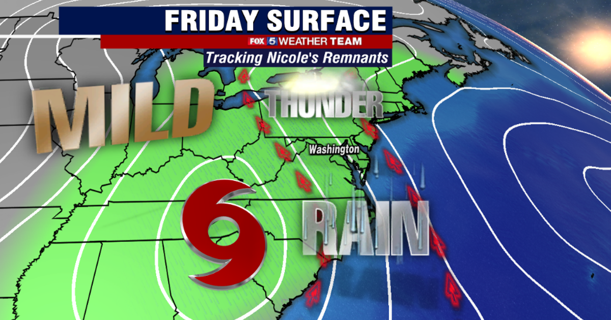 Tropical Storm Nicole remnants to bring waves of rain, wind to DC ...