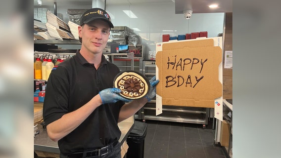 Domino’s Pizza employee makes dessert for girl whose birthday party guests didn't show