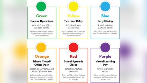 Montgomery County implements color-coded system for announcing school delays, closures