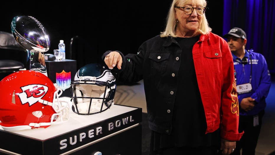 Super Bowl 2023: Mama Kelce's split Eagles-Chiefs jacket designed