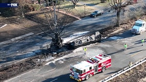 Cleanup continues after fiery tanker crash leaves driver dead in Frederick