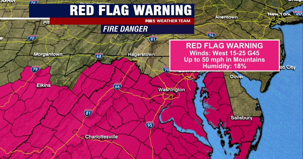 Red Flag Warning issued for much of DC region Tuesday amid dry ...