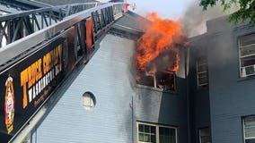 Crews battle apartment fire on Saratoga Ave. in Northeast D.C.