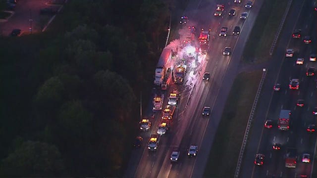 Tractor-trailer fire causes major delays on DC beltway outer loop