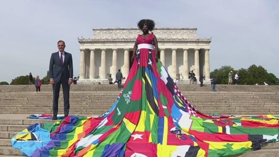 52-foot tall Amsterdam Rainbow Dress on display in DC