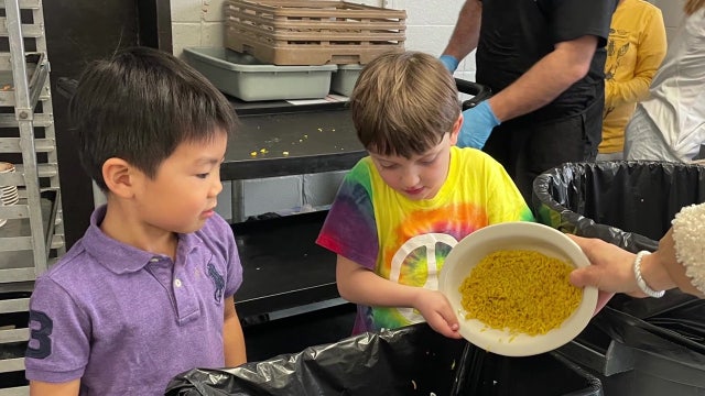Kindergartners work to cut down on food waste