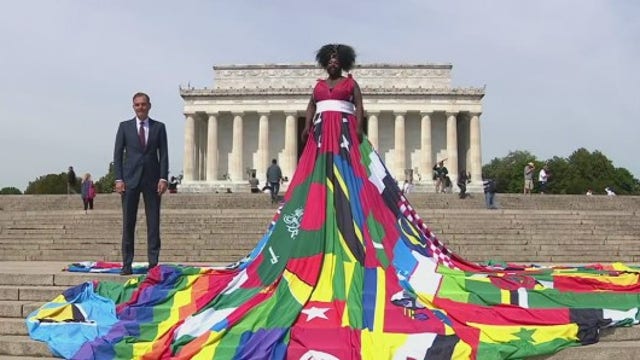 52-foot tall Amsterdam Rainbow Dress on display in DC