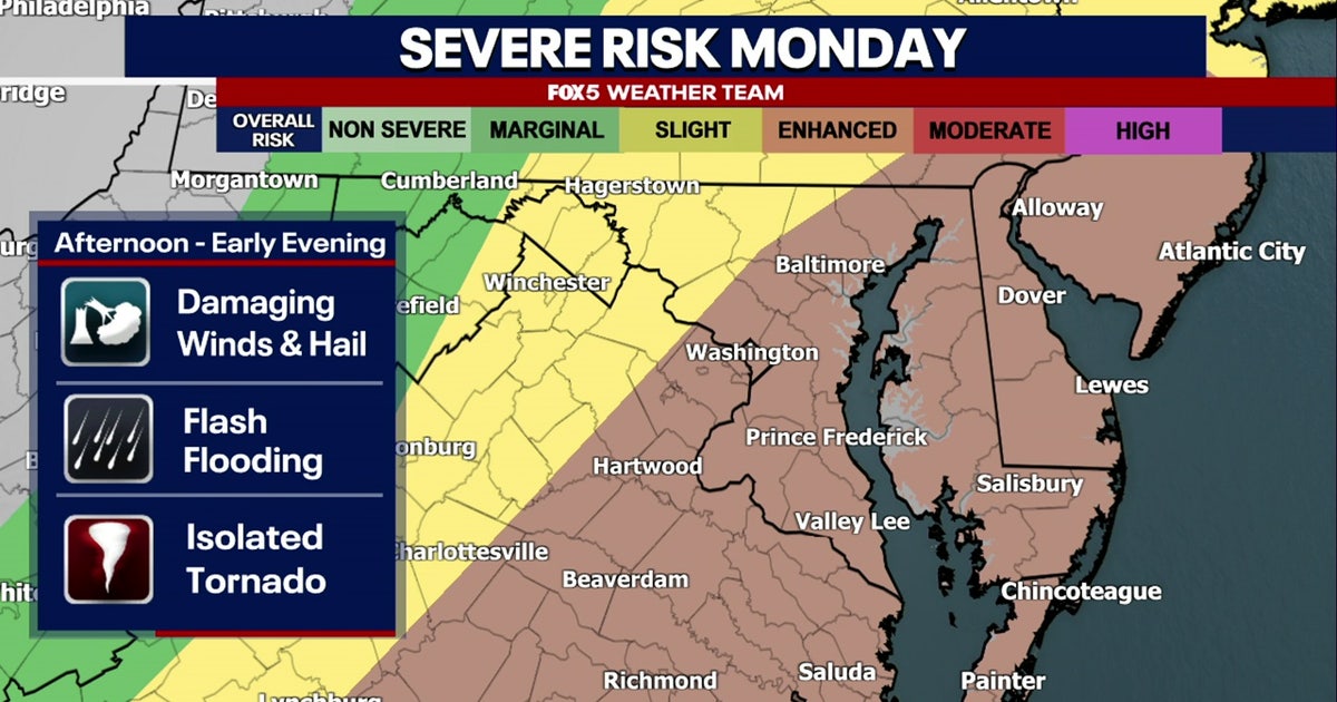 Severe weather threat Monday across the DC region | FOX 5 DC