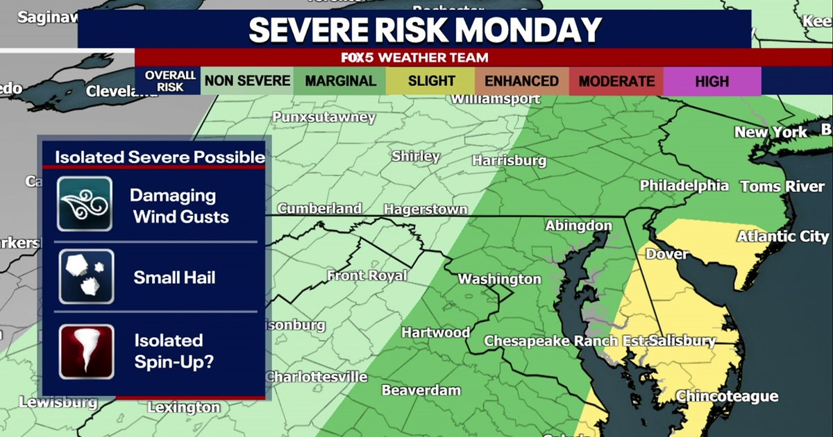 Strong to severe thunderstorms possible Monday across parts of DC ...
