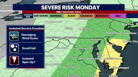 Strong to severe thunderstorms possible Monday across parts of DC region