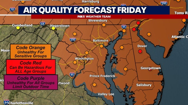 Canadian wildfire smoke, haze begins to wane in DC area; Code ORANGE Air Quality Alert Friday