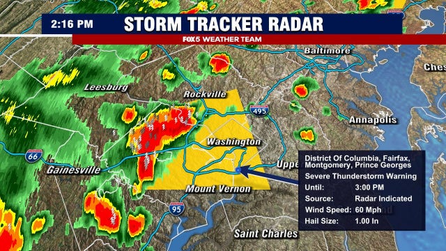 Threat of severe weather Tuesday across DC region; thunderstorm warning issued