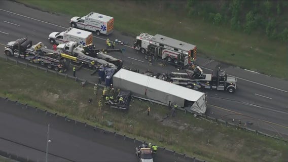 2 killed in multi-vehicle crash involving overturned tractor-trailer in Stafford County