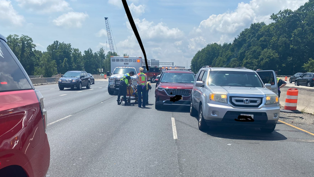 Three-vehicle collision blocks two lanes of north bound I-95 in Harford County