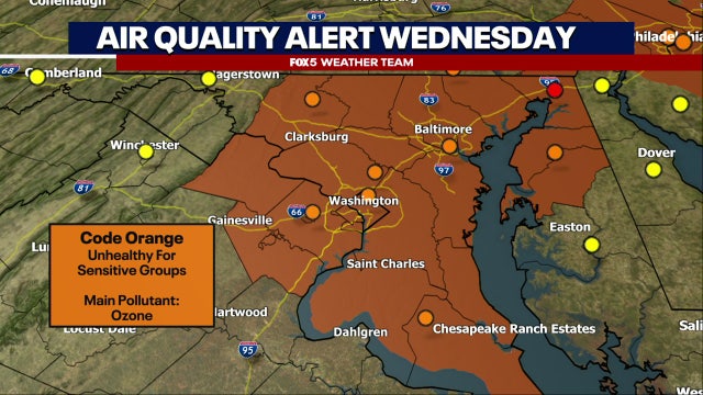 Sunny, hot Wednesday with highs in the mid-90s; Code Orange Air Quality Alert