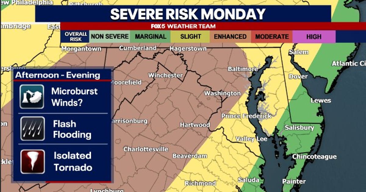 Weather alert: Dangerous storms, isolated tornado risk Monday | FOX 5 DC