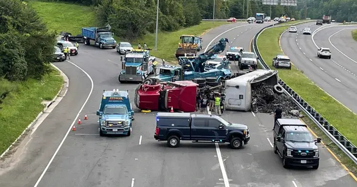 Tractor trailer overturns on Fairfax County road, causing road closure ...