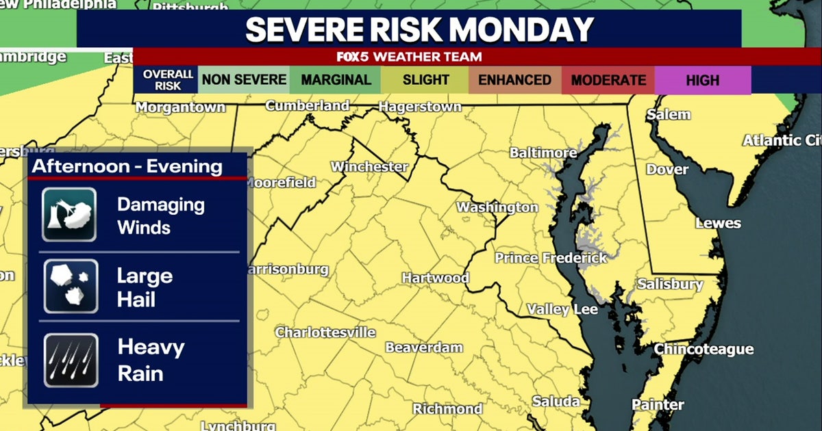 Isolated severe storms, tornado possible Monday across DC region | FOX 5 DC