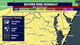 Isolated severe storms, tornado possible Monday across DC region
