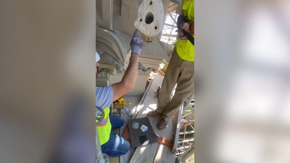 12 years after earthquake hit DC region, head of damaged National Cathedral gargoyle reattached